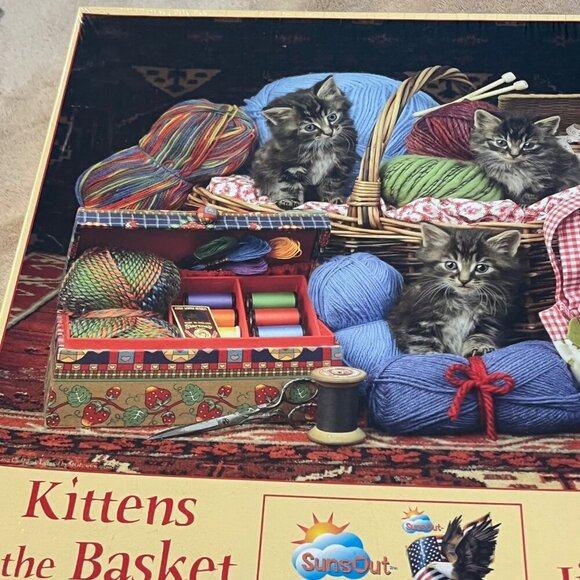 SunsOut Kittens in The Basket 500 Pc Jigsaw Puzzle Baby cats - Picture 6 of 9